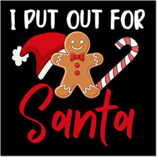 Funny Gingerbread Man With Santa Hat And Candy Cane Christmas Humor Posters and Art