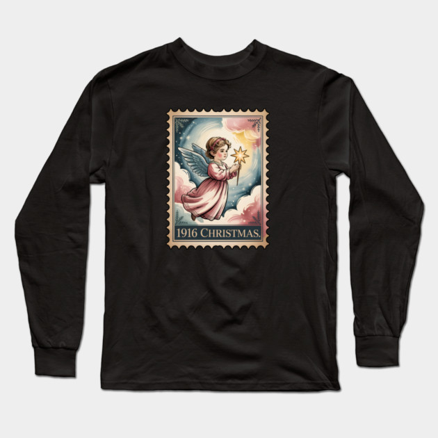 Classic-Christmas-Stamp Long Sleeve T-Shirt by JessArty