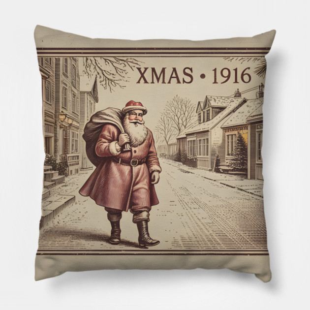 Classic-Christmas-Stamp Pillow by JessArty