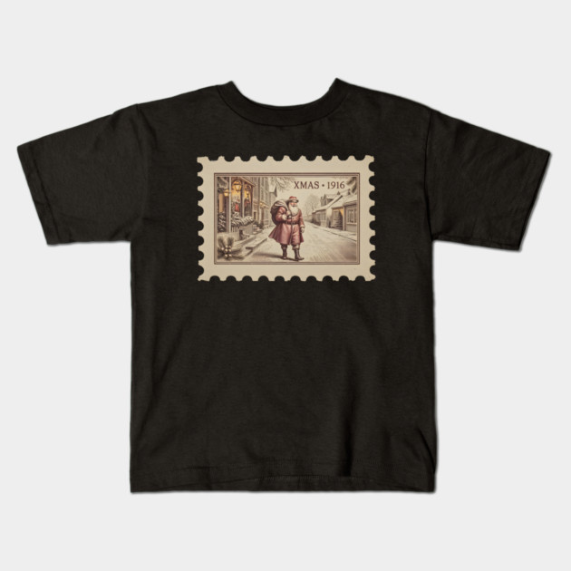Classic-Christmas-Stamp Kids T-Shirt by JessArty