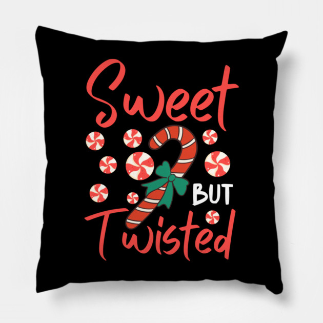 Sweet But Twisted Candy Cane Christmas Aesthetic Pillow by Creatifly Graphic Tees