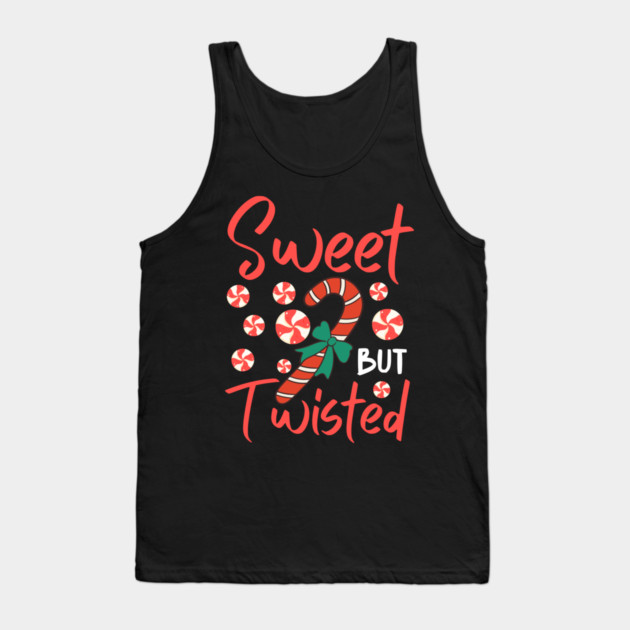 Sweet But Twisted Candy Cane Christmas Aesthetic Tank Top by Creatifly Graphic Tees