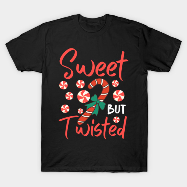 Sweet But Twisted Candy Cane Christmas Aesthetic T-Shirt by Creatifly Graphic Tees