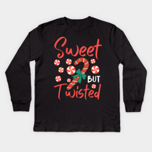 Sweet But Twisted Candy Cane Christmas Aesthetic Kids Long Sleeve T-Shirt