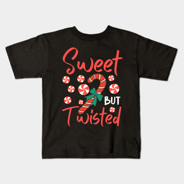 Sweet But Twisted Candy Cane Christmas Aesthetic Kids T-Shirt by Creatifly Graphic Tees