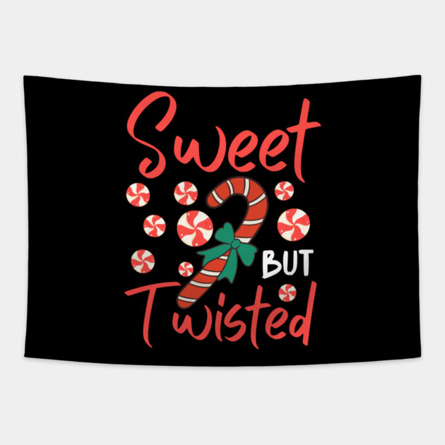 Sweet But Twisted Candy Cane Christmas Aesthetic Tapestry by Creatifly Graphic Tees