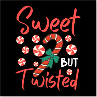 Sweet But Twisted Candy Cane Christmas Aesthetic Posters and Art