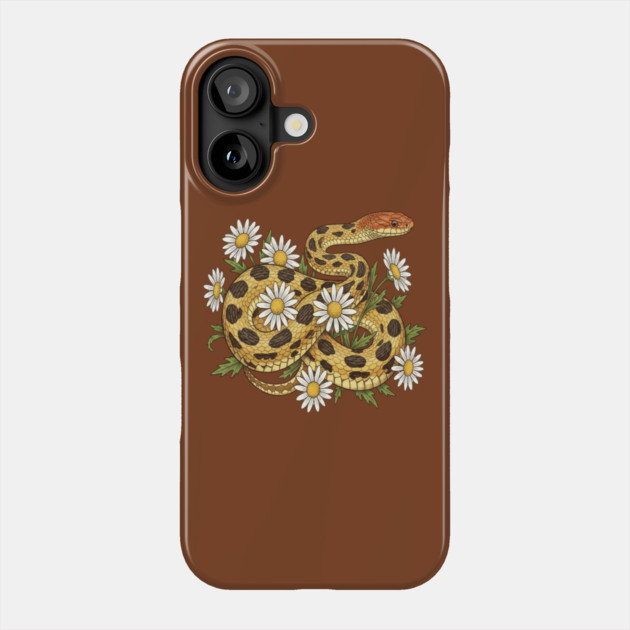 Fox Snake with Wild Daisies Illustration Phone Case by BirdsnStuff