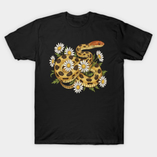 Fox Snake with Wild Daisies Illustration T-Shirt