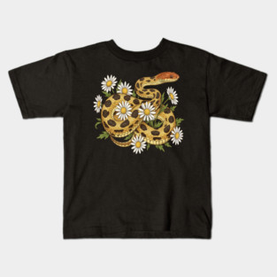 Fox Snake with Wild Daisies Illustration Kids T-Shirt
