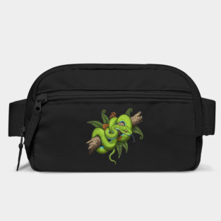 Green Cat Snake with Fern Botanical Art Bag