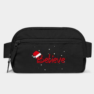Believe Christmas Santa Hat Snowy Holiday Lettering Bag