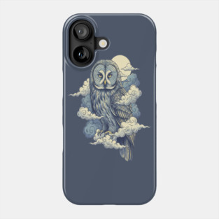 Great Gray Owl with Moonlit Clouds Phone Case