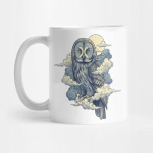 Great Gray Owl with Moonlit Clouds Mug