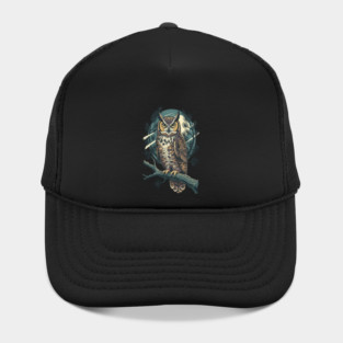 Great Horned Owl with Twilight Pines Hat