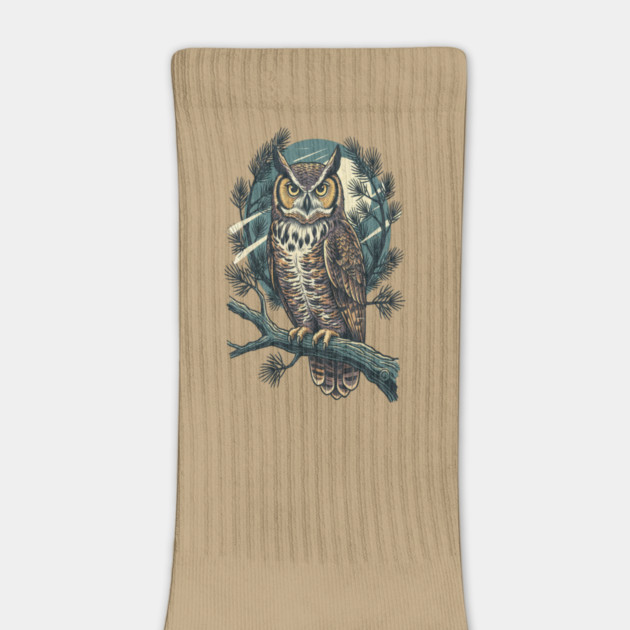 Great Horned Owl with Twilight Pines by BirdsnStuff