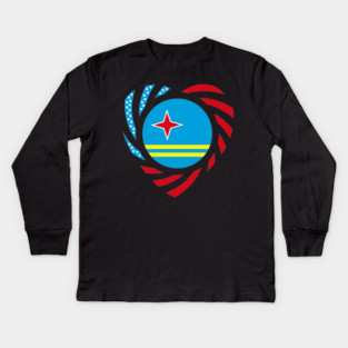 Aruban American Multinational Patriot Flag Series (Heart) Kids Long Sleeve T-Shirt