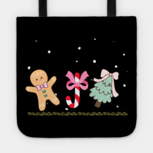 Cute Gingerbread and Candy Cane Christmas Tree Tote