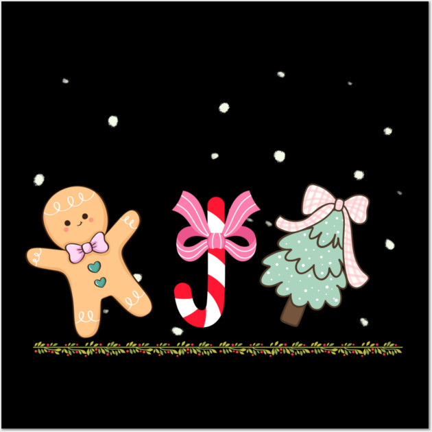 Cute Gingerbread and Candy Cane Christmas Tree Wall Art by Creatifly Graphic Tees