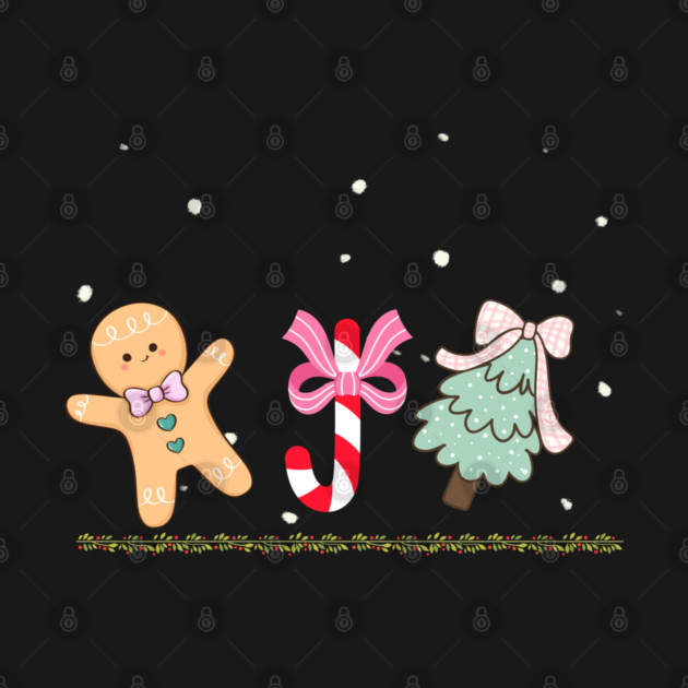 Cute Gingerbread and Candy Cane Christmas Tree by Creatifly Graphic Tees