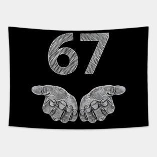 Funny Six Seven 6 7 Meme Gen Alpha Slang 6 7 Hands Tapestry