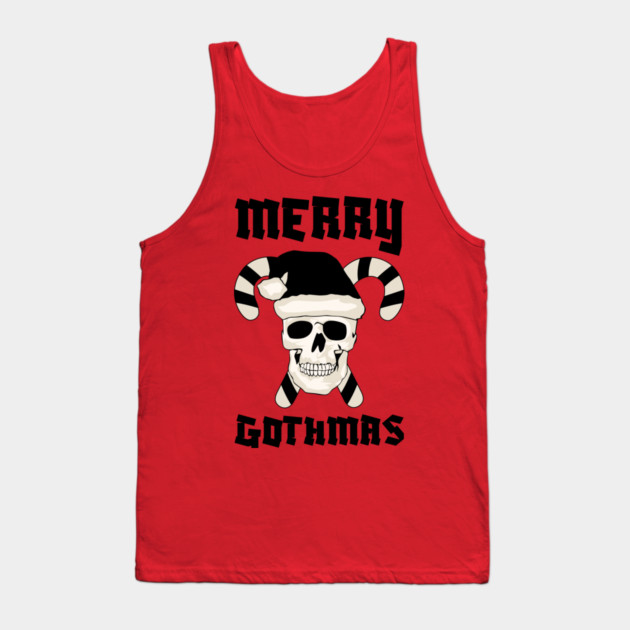 Skull Santa with Candy Cane Horns Tank Top by Creatifly Graphic Tees