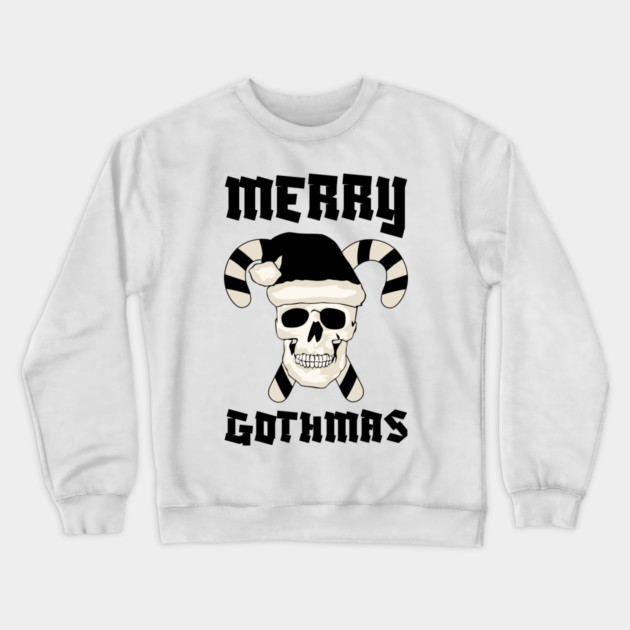 Skull Santa with Candy Cane Horns Crewneck Sweatshirt by Creatifly Graphic Tees