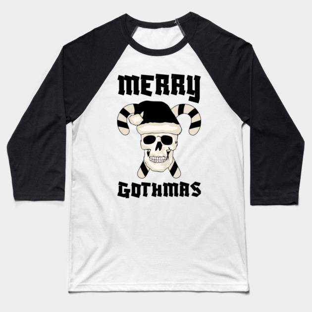 Skull Santa with Candy Cane Horns Baseball T-Shirt by Creatifly Graphic Tees