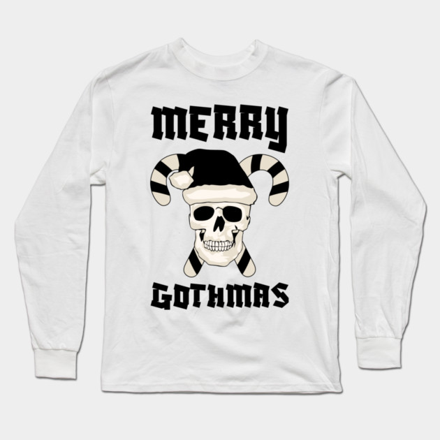 Skull Santa with Candy Cane Horns Long Sleeve T-Shirt by Creatifly Graphic Tees