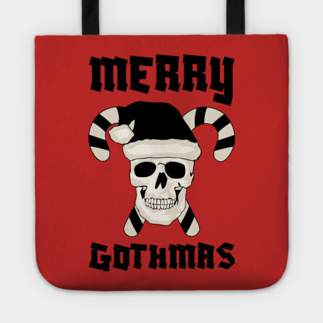 Skull Santa with Candy Cane Horns Tote by Creatifly Graphic Tees