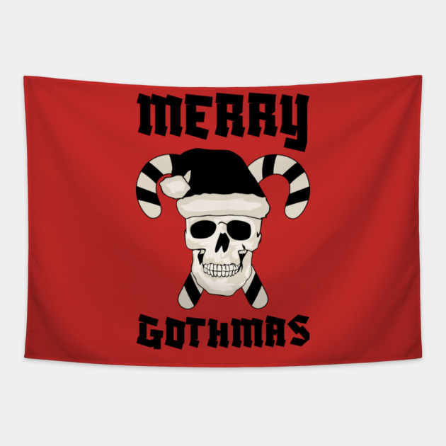 Skull Santa with Candy Cane Horns Tapestry by Creatifly Graphic Tees