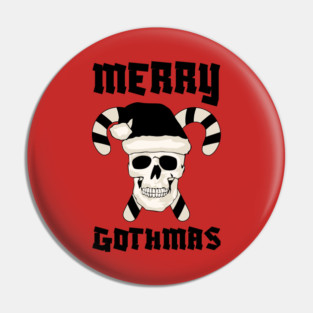 Skull Santa with Candy Cane Horns Pin