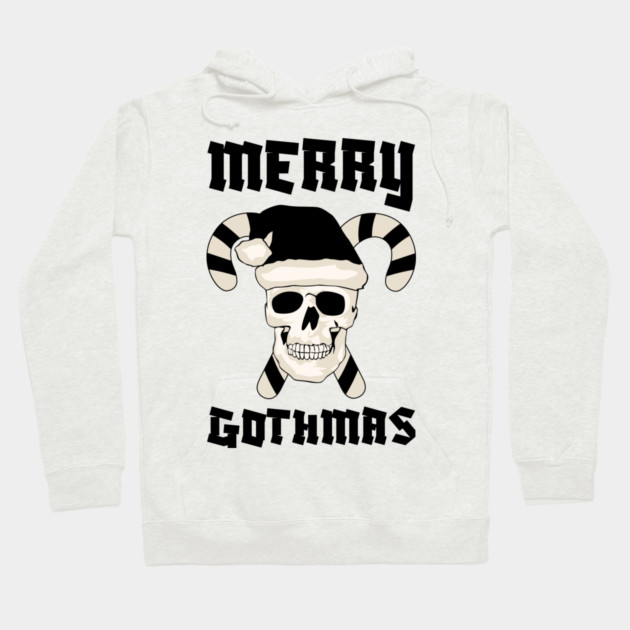 Skull Santa with Candy Cane Horns Hoodie by Creatifly Graphic Tees