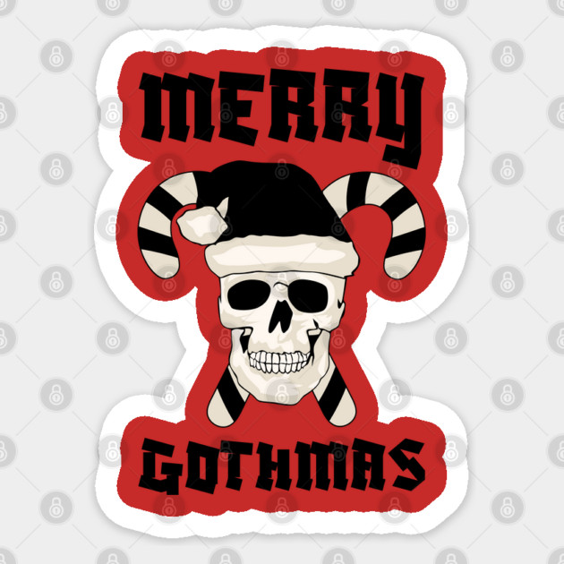 Skull Santa with Candy Cane Horns Sticker by Creatifly Graphic Tees