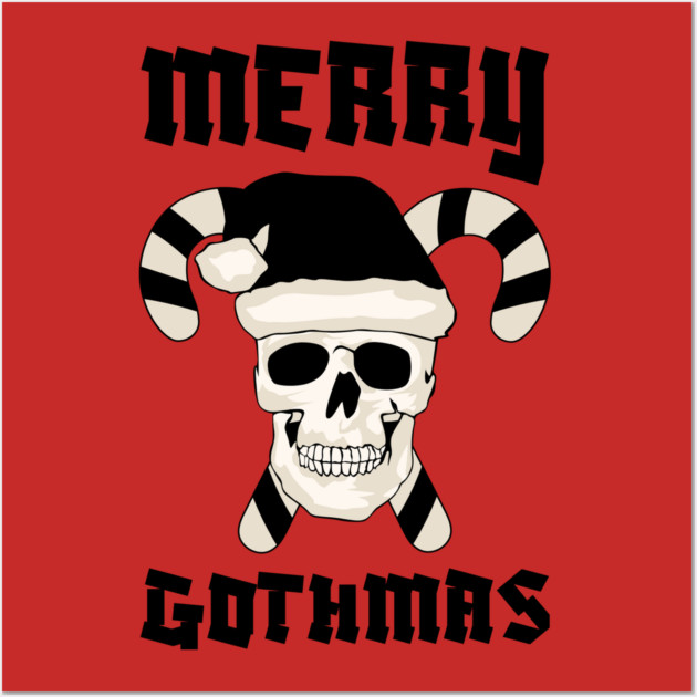 Skull Santa with Candy Cane Horns Wall Art by Creatifly Graphic Tees
