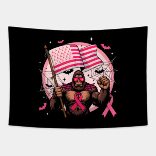 Bigfoot Pink Ribbon Breast Month Tapestry