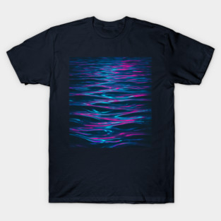 Neon Water Waves: Vibrant Abstract Ocean Art Print T-Shirt