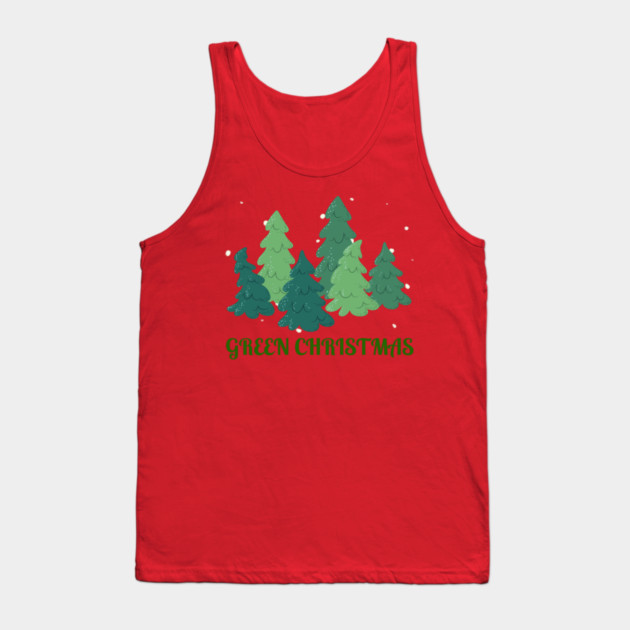 Green Christmas Trees Tank Top by Creatifly Graphic Tees