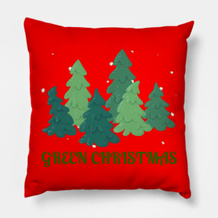 Green Christmas Trees Pillow