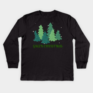 Green Christmas Trees Kids Long Sleeve T-Shirt