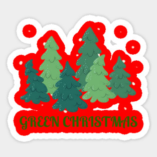 Green Christmas Trees Sticker