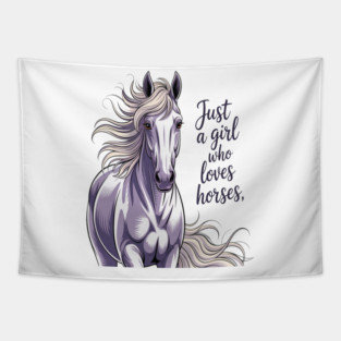 Horse Just a Girl Who Loves Horseback Riding Equestrian Farm Tapestry