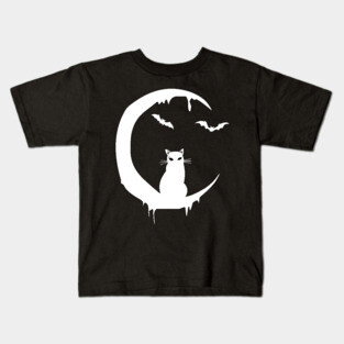 Witch Cat on Moon Kids T-Shirt