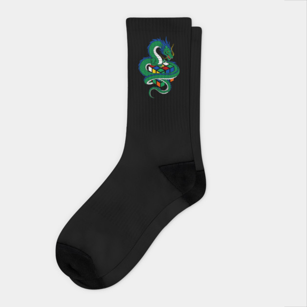 Rubik's Cube Luck Dragon Socks by Designed By Marty