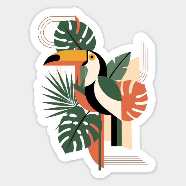 Geometric Bauhaus Toucan Sticker by Designed By Marty