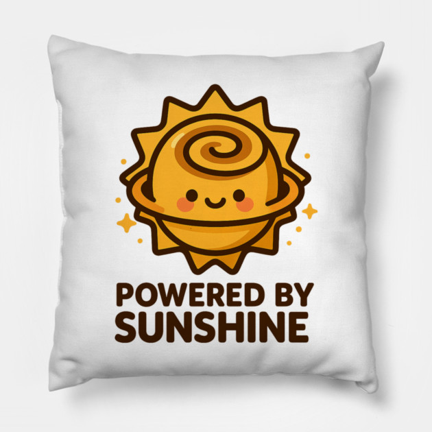 Powered by Sunshine – Cosmo Bites Kawaii Sun Bun Dessert Design Pillow by Anne Lee