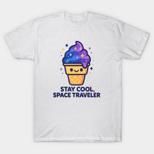 Stay Cool Space Traveler – Cosmo Bites Kawaii Galaxy Ice Cream Design T-Shirt