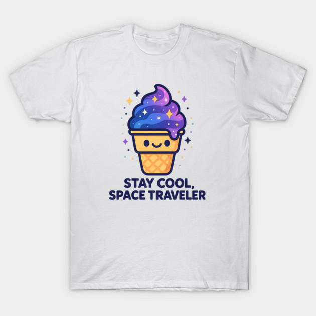 Stay Cool Space Traveler – Cosmo Bites Kawaii Galaxy Ice Cream Design T-Shirt by Anne Lee