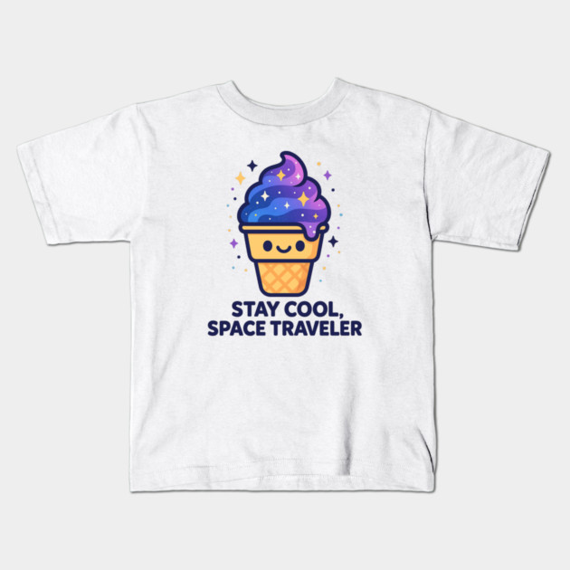 Stay Cool Space Traveler – Cosmo Bites Kawaii Galaxy Ice Cream Design Kids T-Shirt by Anne Lee