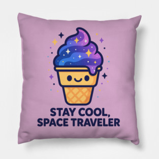 Stay Cool Space Traveler – Cosmo Bites Kawaii Galaxy Ice Cream Design Pillow